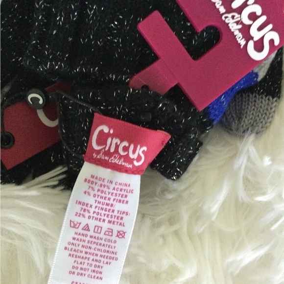 Circus By Sam Edelman Woman’s sparkle Stripe Gloves blue black white - Picture 4 of 10
